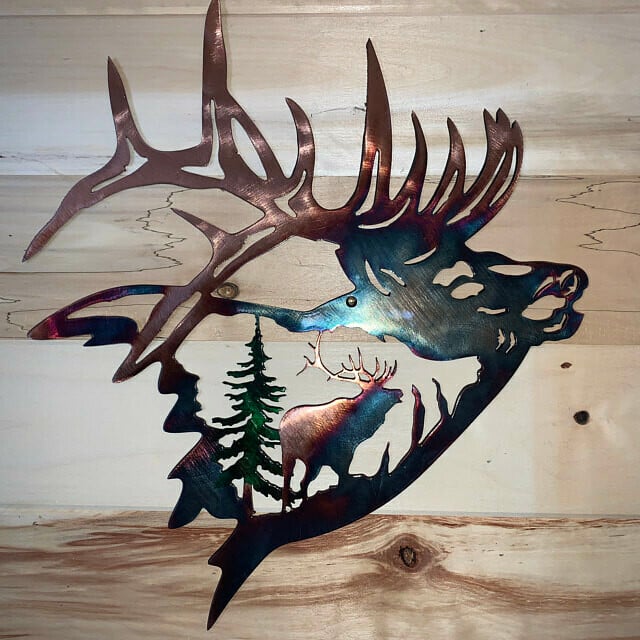 Solo Mallard Hunting & Trout Fishing Scene Metal Wall Art