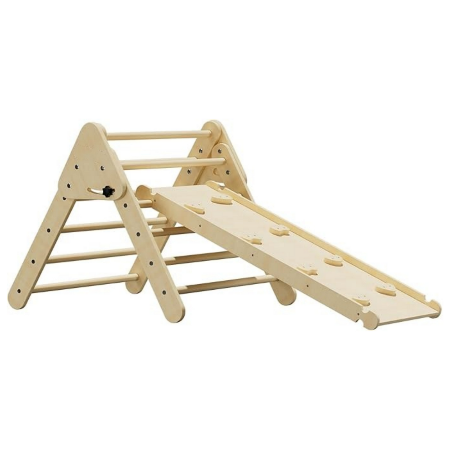 Foldable Triangle Climbing Frame with Ramp 2 in 1 Wooden Climbing Triangle Set with Ladder and Slide Montessori Climbing Toys