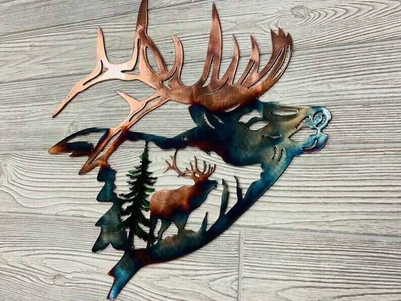 Solo Mallard Hunting & Trout Fishing Scene Metal Wall Art