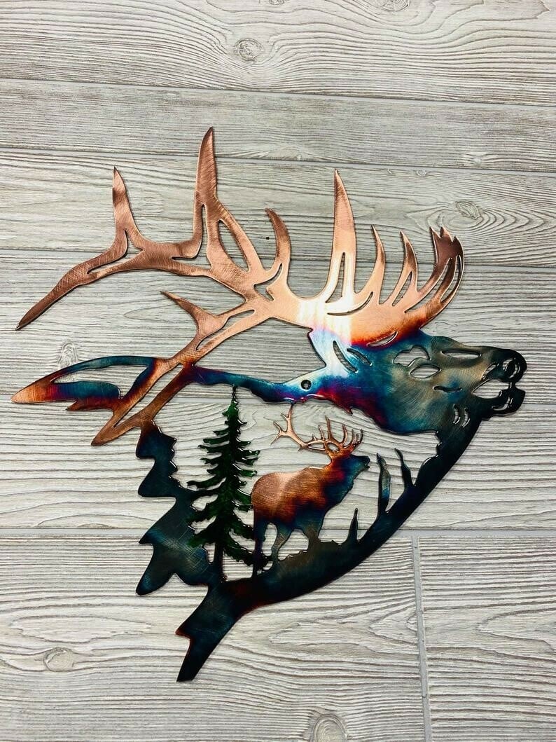 Solo Mallard Hunting & Trout Fishing Scene Metal Wall Art