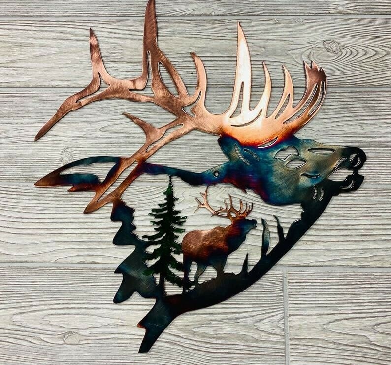 Solo Mallard Hunting & Trout Fishing Scene Metal Wall Art